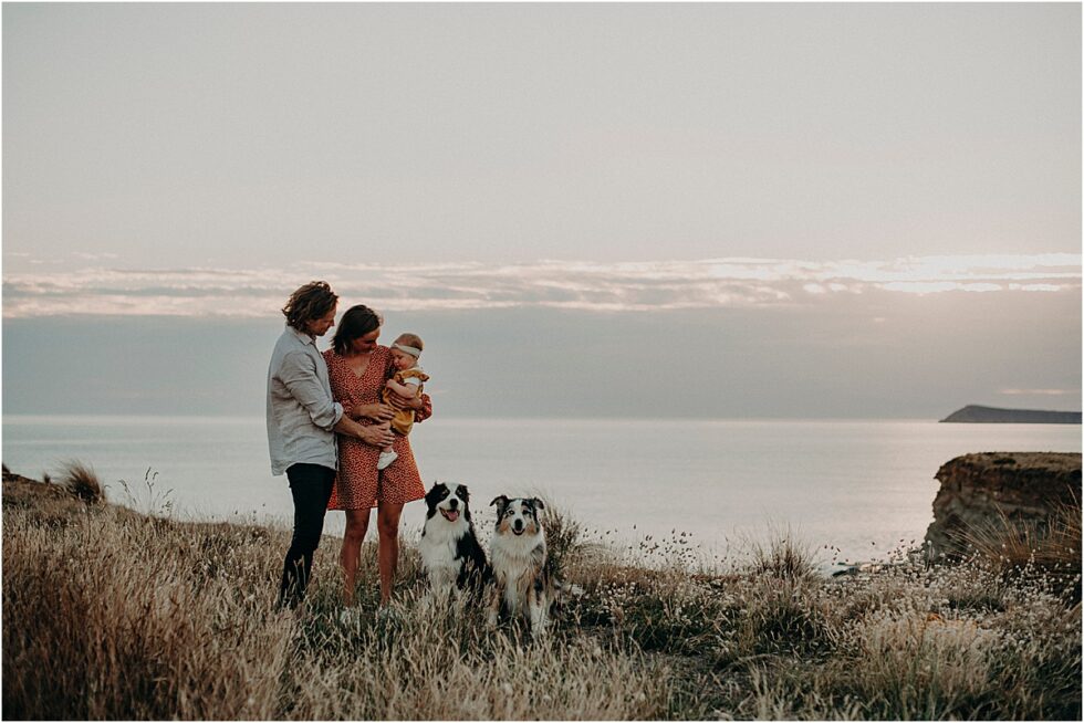 Family portrait shoot, Kilcunda clifftop sunset portrait